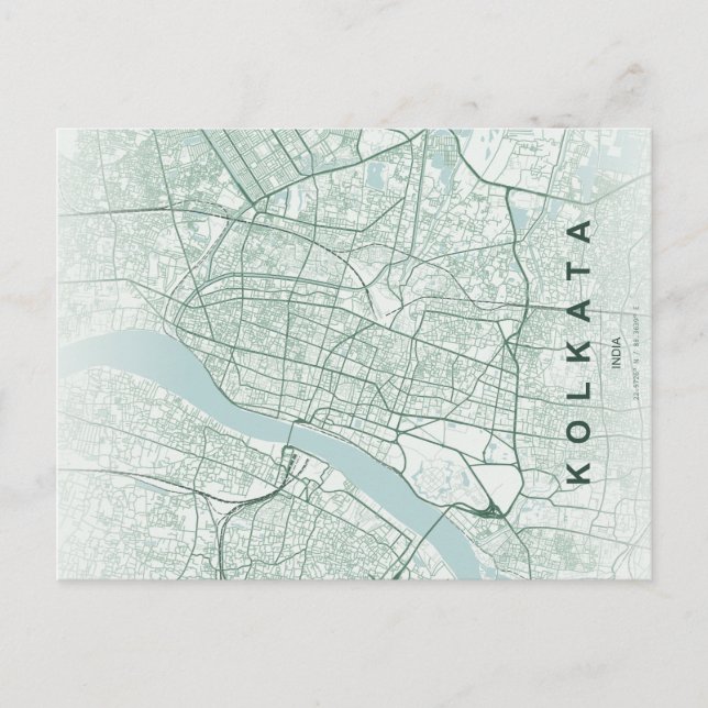 Kolkata India City Map Minimal Design Postcard (Front)
