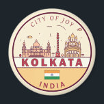 Kolkata India City Skyline Emblem Magnet<br><div class="desc">Kolkata minimalist,  colorful art design featuring monuments and landmarks of the city in India.</div>