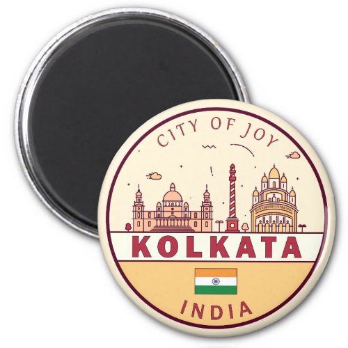 Kolkata India City Skyline Emblem Magnet