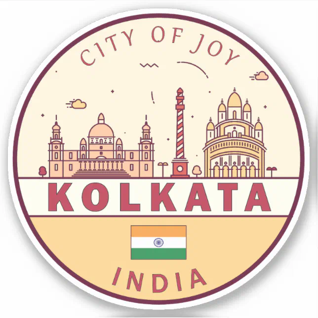 Kolkata India City Skyline Emblem Sticker Zazzle