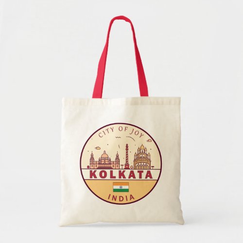 Kolkata India City Skyline Emblem Tote Bag