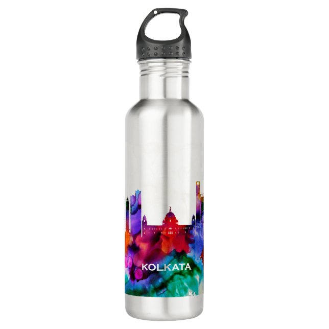 Kolkata Skyline Stainless Steel Water Bottle (Front)