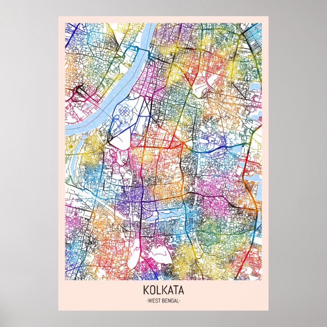 Kolkata West Bengal City Map Poster (Front)