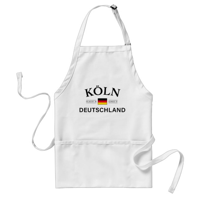 Koln (Cologne) Deutschland Coordinates German Adult Apron (Front)