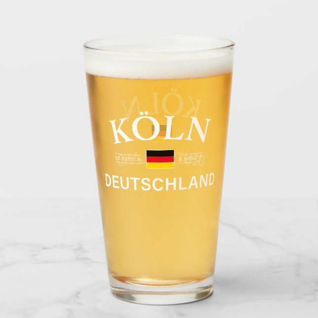 Koln (Cologne) Deutschland Coordinates German Glass (Front Filled)