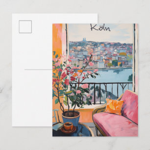 Koln Germany Travel City Painting Aesthetic Postcard