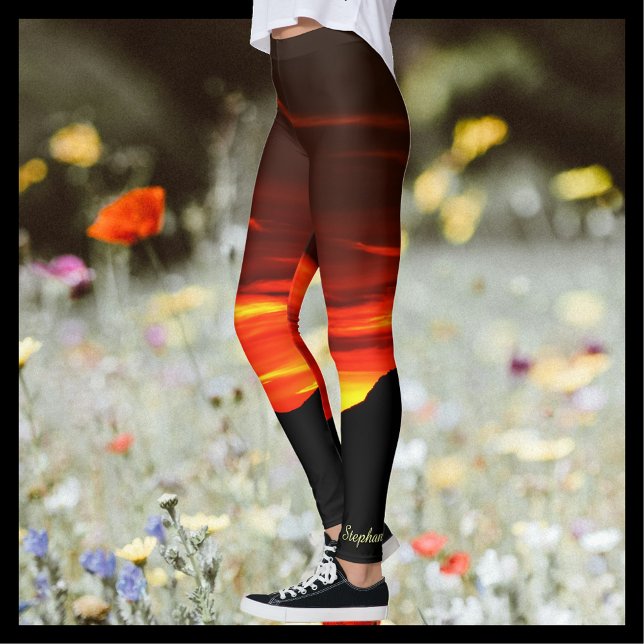 Kolob Sunset, Red Gold Name on Ankle Leggings (Creator Uploaded)