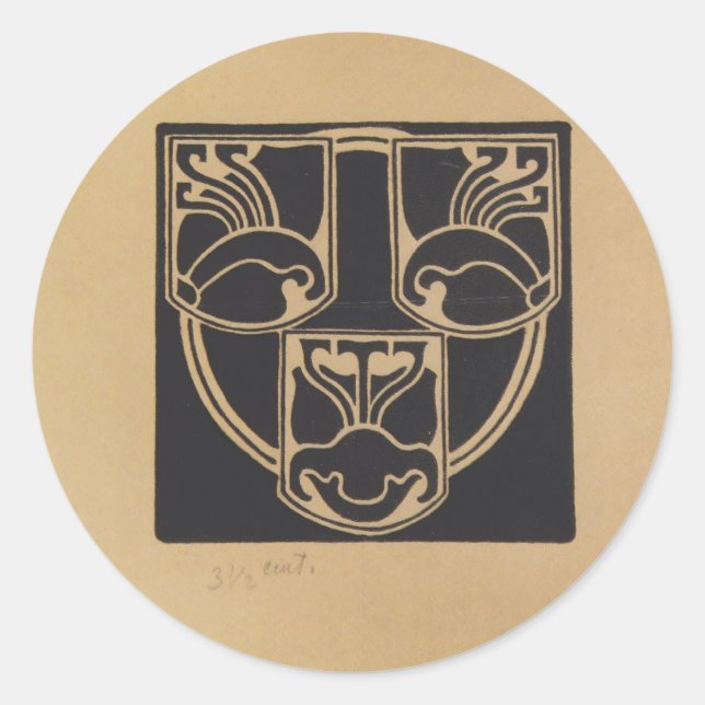 Koloman Moser- Draft of the emblem Classic Round Sticker (Front)