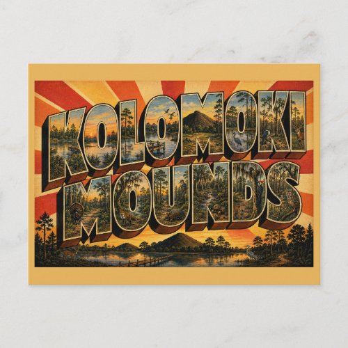 Kolomoki Mounds Georgia Ancient Forest Lakes Art Postcard