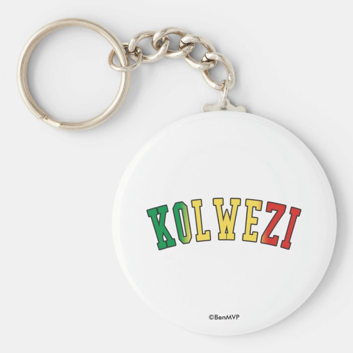 Kolwezi in Congo National Flag Colors Keychain