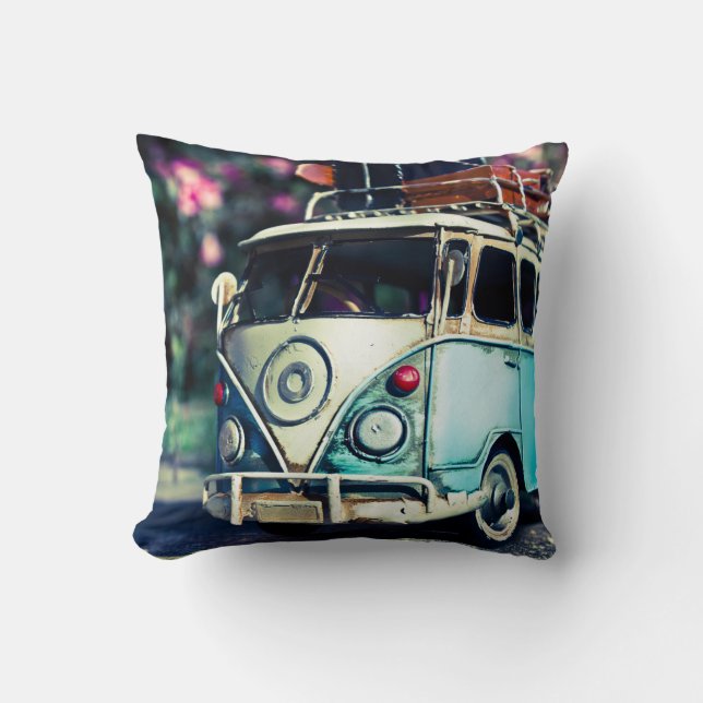 kombi blue throw pillow (Front)