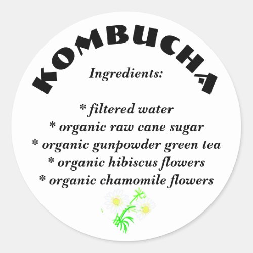 Kombucha List of Ingredients Stickers