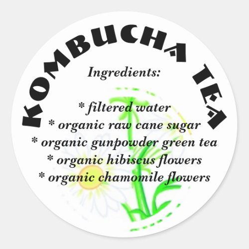 Kombucha Tea  _ Custom Ingredients List Stickers