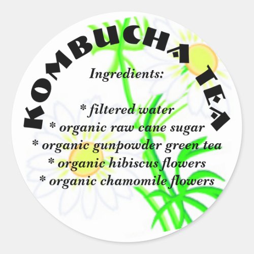 Kombucha Tea  _ Custom Ingredients Round Stickers