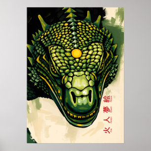 Komodo Dragon Armor Head – Fierce Reptilian Power Poster