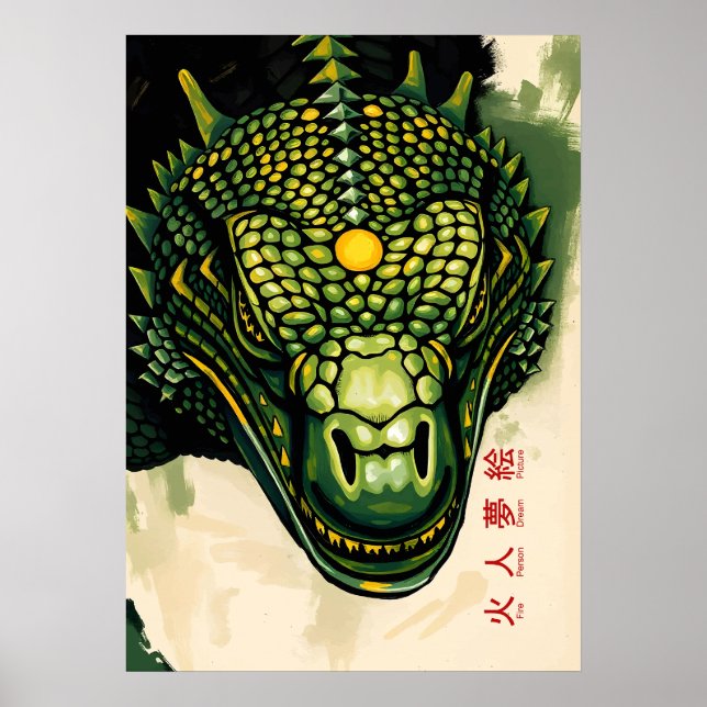 Komodo Dragon Armor Head – Fierce Reptilian Power Poster (Front)
