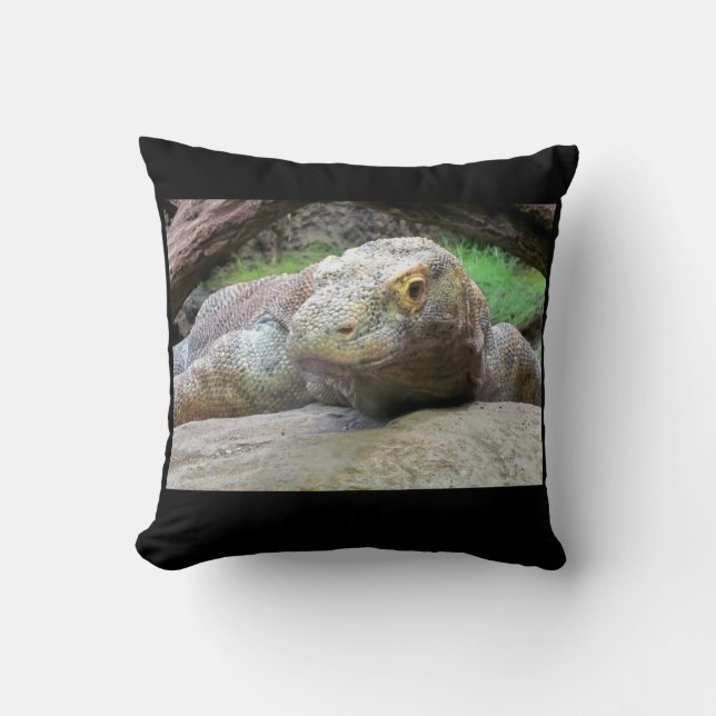 Komodo Dragon Drama Pose Throw Pillow (Front)