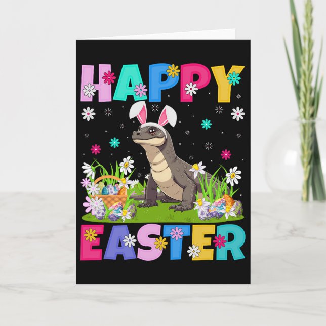 Komodo Dragon Easter Egg Hunt Bunny Ear Komodo Dra Card (Front)