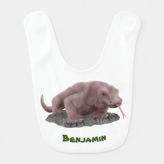 Komodo dragon illustration baby bib (Front)