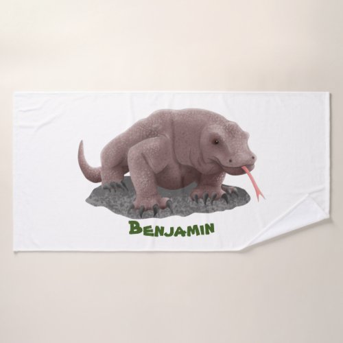 Komodo dragon illustration bath towel set