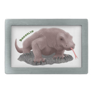 Komodo dragon illustration belt buckle