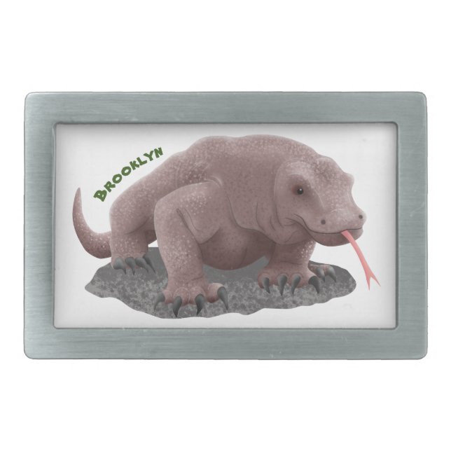 Komodo dragon illustration belt buckle (Front)