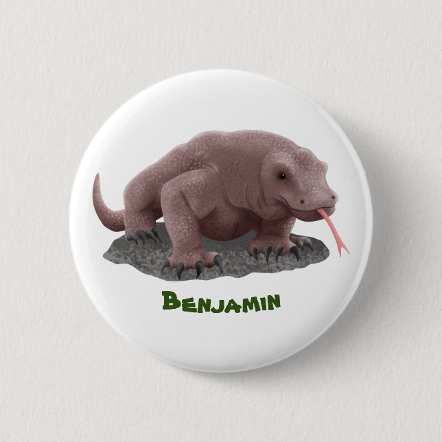Komodo dragon illustration  button (Front)