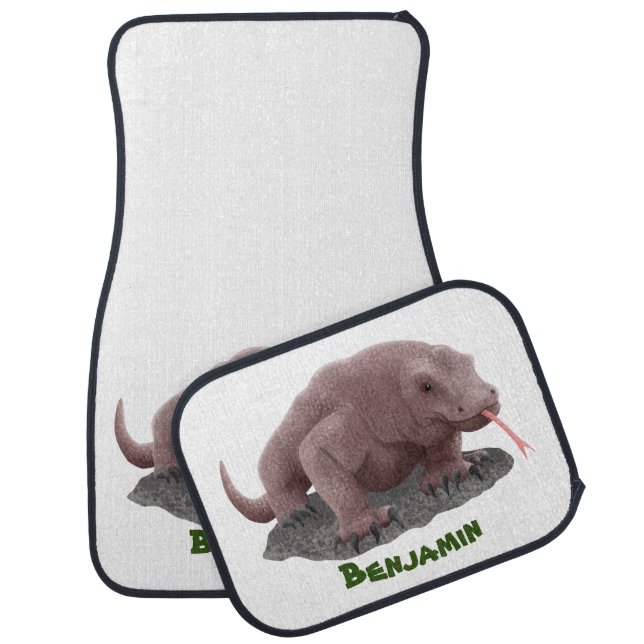 Komodo dragon illustration car floor mat (Set)