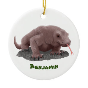 Komodo dragon illustration ceramic ornament