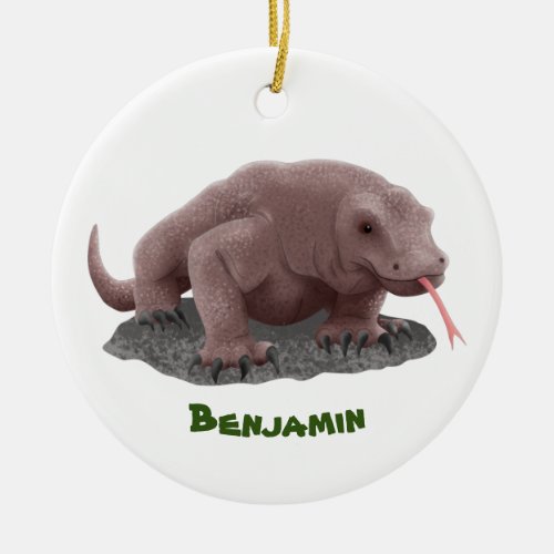 Komodo dragon illustration ceramic ornament