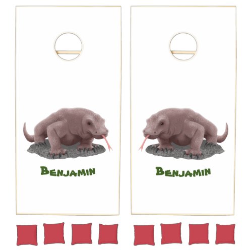 Komodo dragon illustration  cornhole set