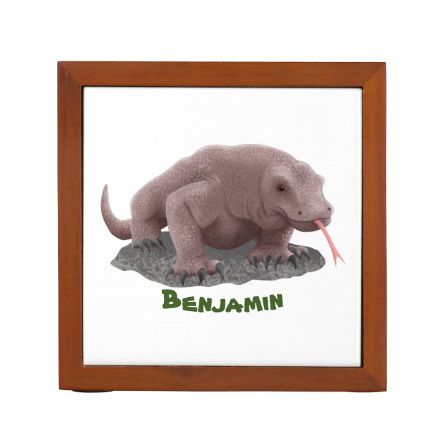 Komodo dragon illustration desk organizer (Front)