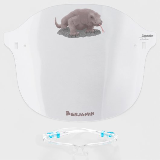 Komodo dragon illustration face shield (Front w/Glasses)