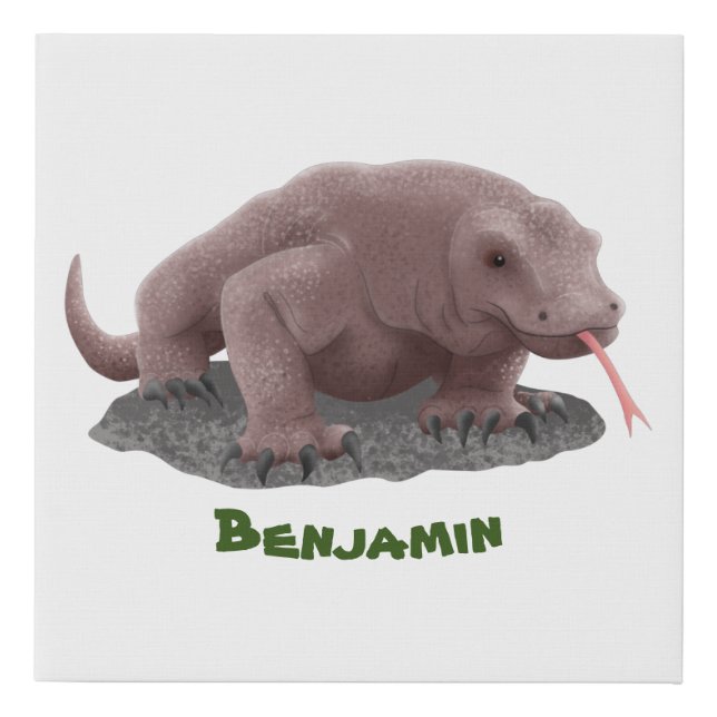 Komodo dragon illustration faux canvas print (Front)