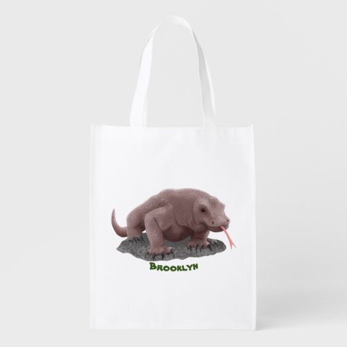 Komodo dragon illustration grocery bag