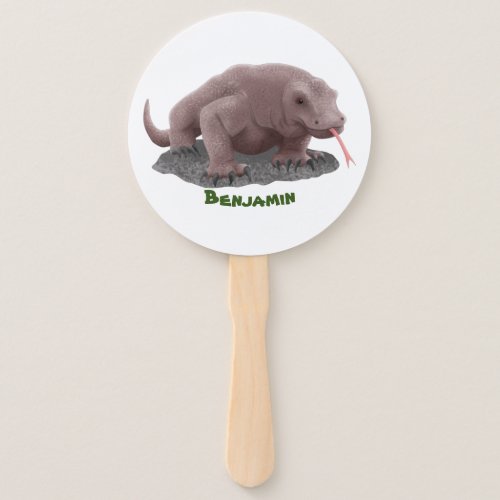 Komodo dragon illustration hand fan