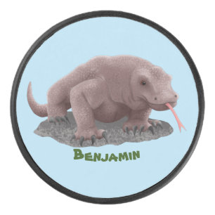 Komodo dragon illustration hockey puck