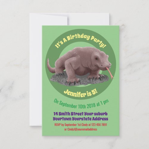 Komodo dragon illustration invitation