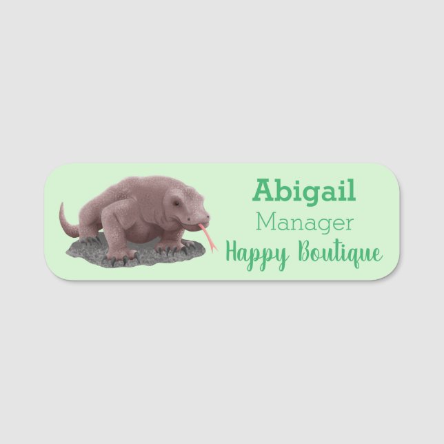 Komodo dragon illustration name tag (Front)