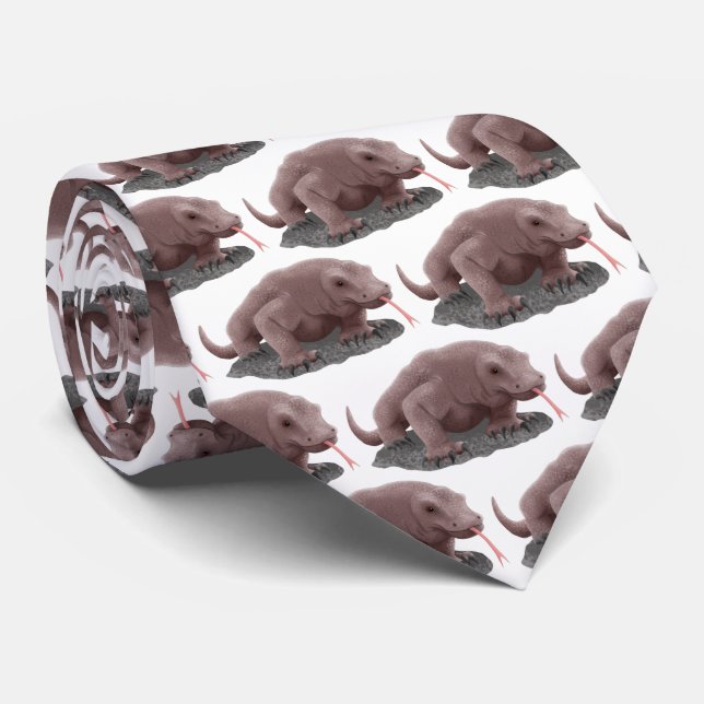 Komodo dragon illustration neck tie (Rolled)