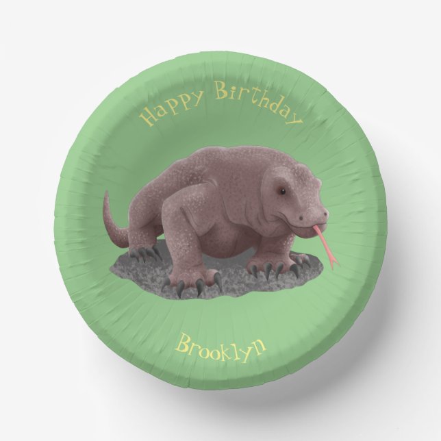 Komodo dragon illustration paper bowls (Front)
