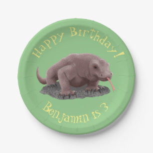 Komodo dragon illustration paper plates