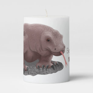 Komodo dragon illustration pillar candle