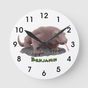 Komodo dragon illustration round clock