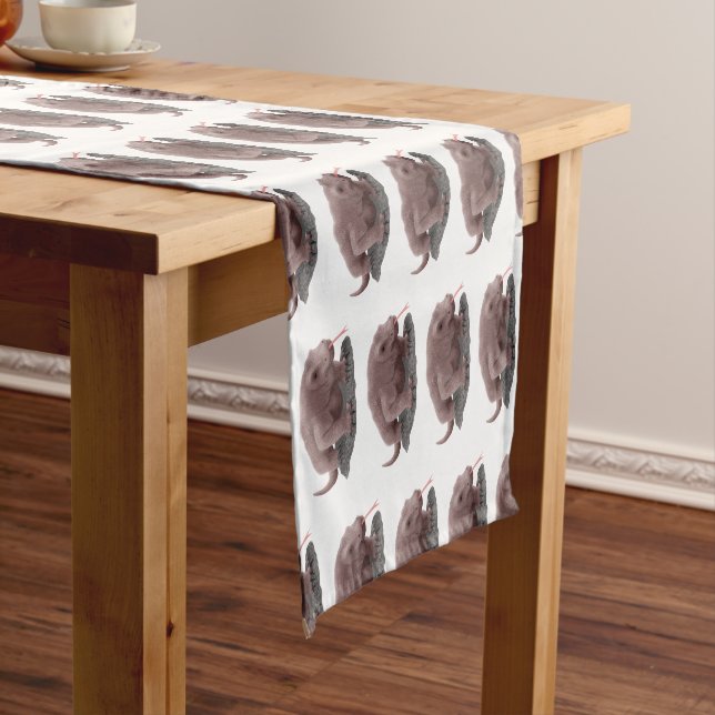 Komodo dragon illustration short table runner (In Situ)