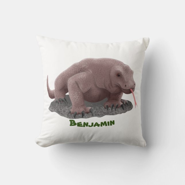 Komodo dragon illustration throw pillow (Front)