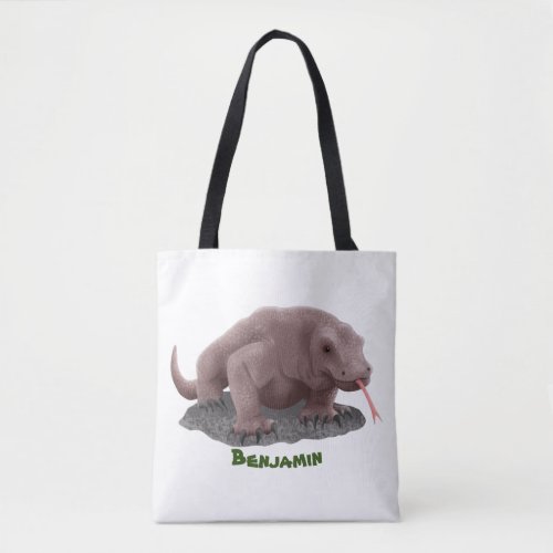 Komodo dragon illustration tote bag