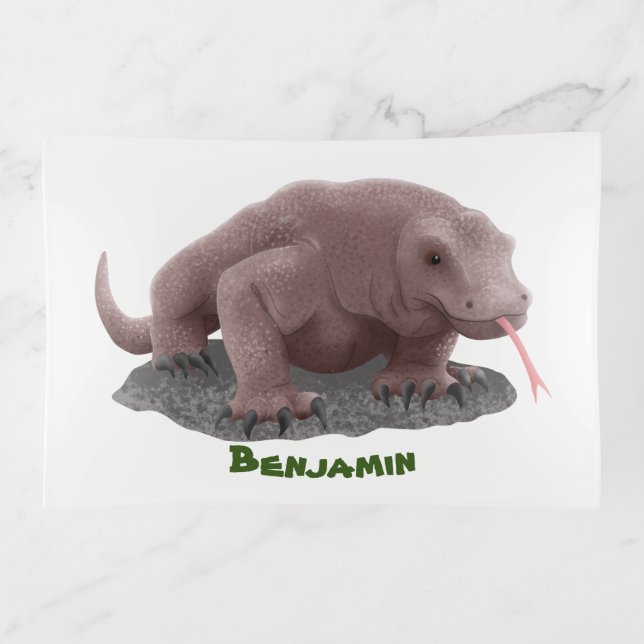 Komodo dragon illustration trinket tray (Front)