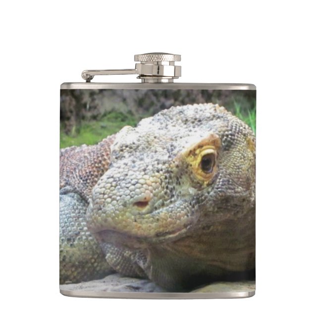 Komodo Dragon On The Rocks Flask (Front)