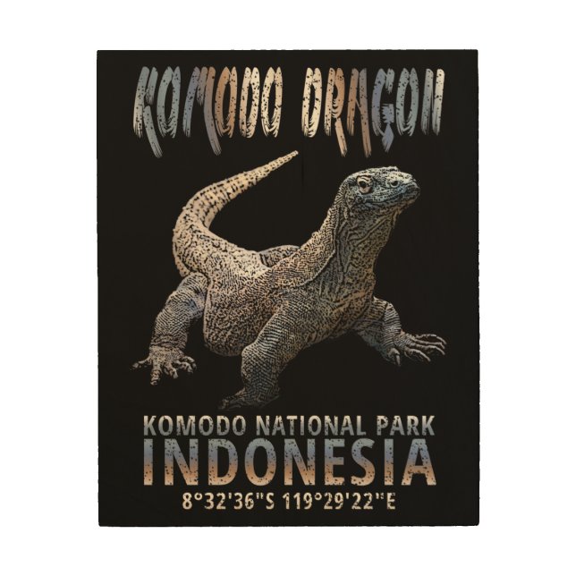 Komodo Dragon - The World's Largest Lizard. Wood Wall Art (Front)
